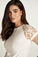 Load image into Gallery viewer, Ecru Top with Short Lace Sleeves