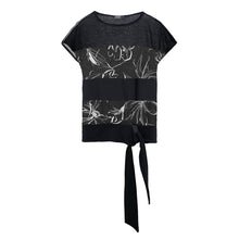 Load image into Gallery viewer, Black Floral Print Top with Ties