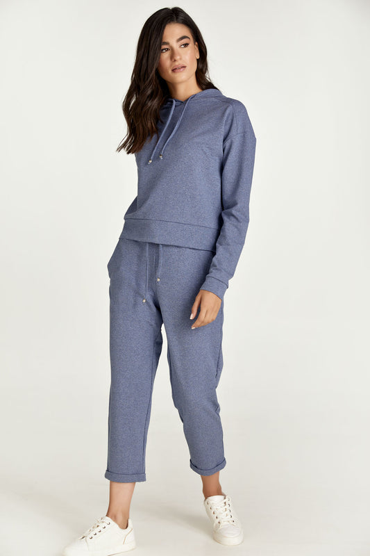 Indigo Melange Cropped Sweatpants