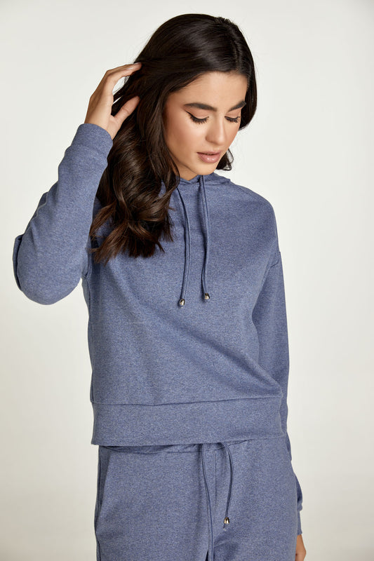 Indigo Melange Hooded Sweatshirt