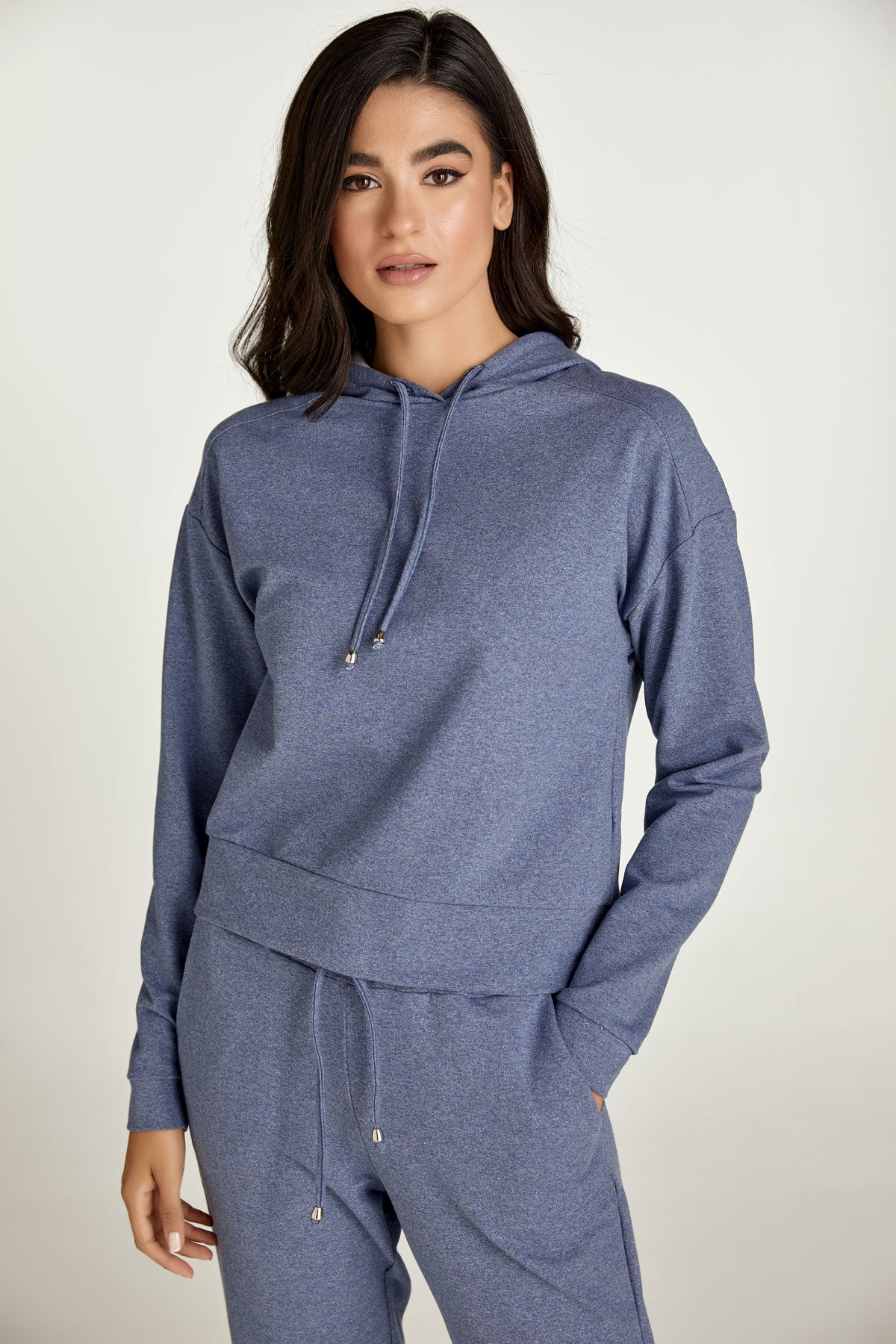 Indigo Mélange Hooded Sweatshirt