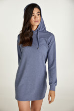 Load image into Gallery viewer, Indigo Mélange Hooded Mini Dress
