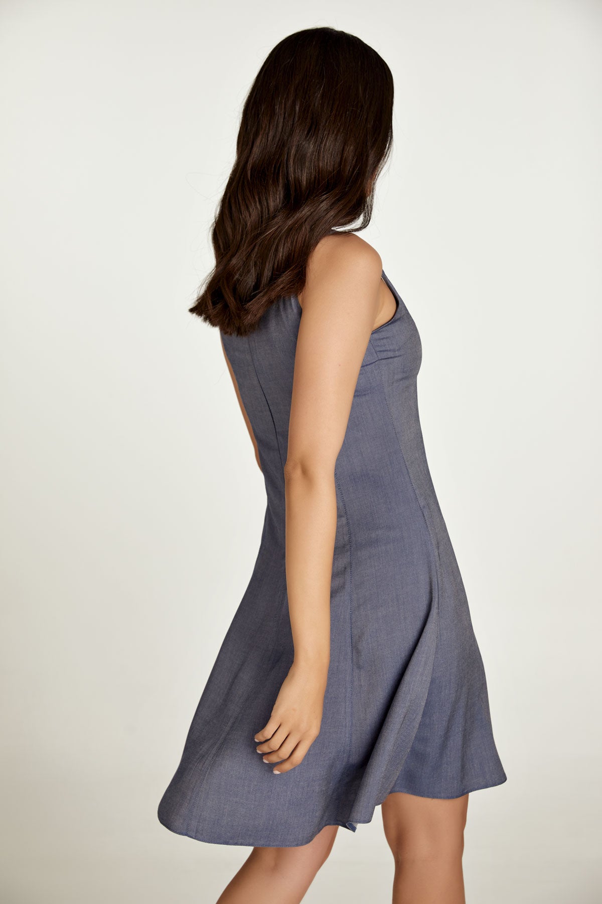 Blue Denim Style Cloche Dress