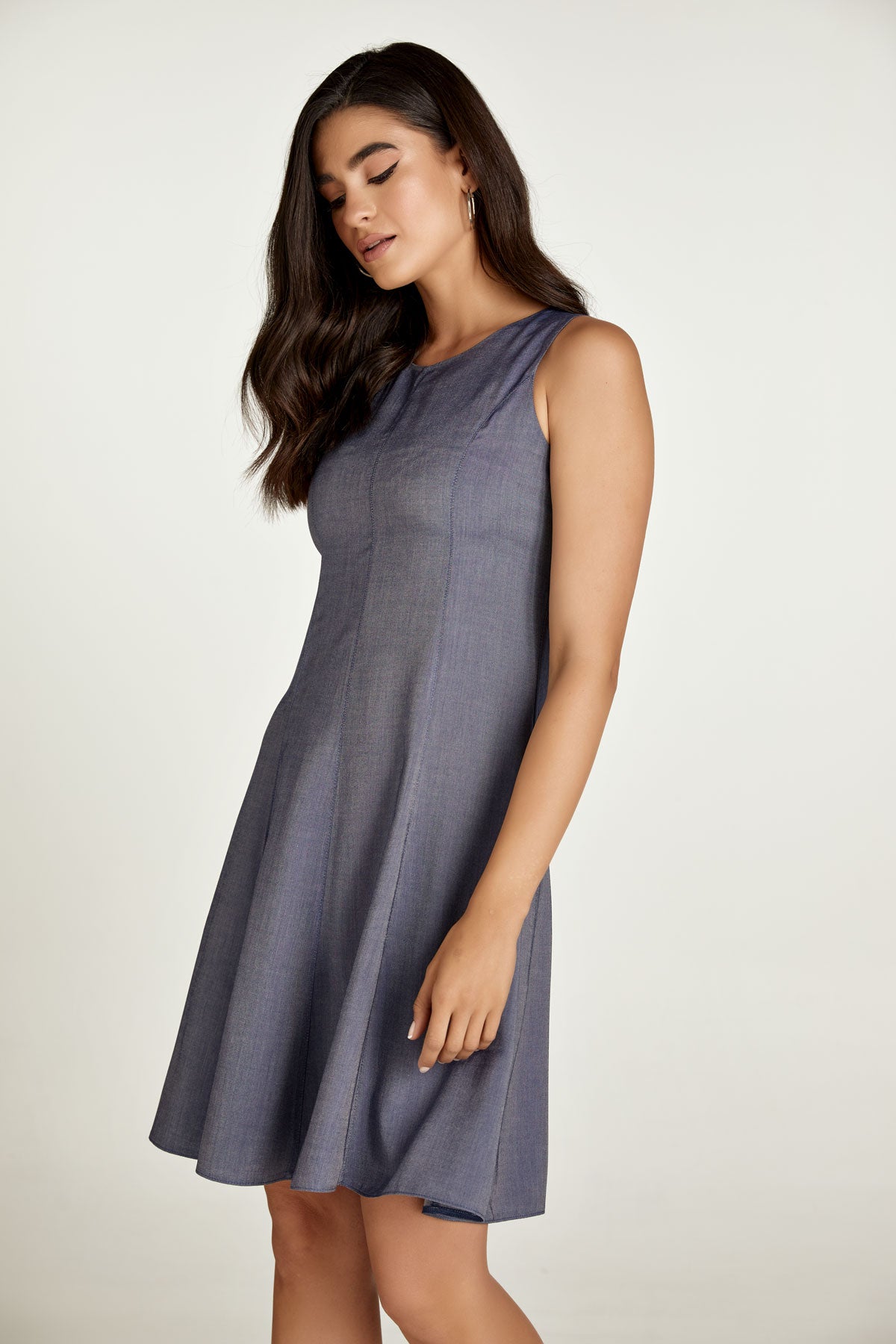 Blue Denim Style Cloche Dress