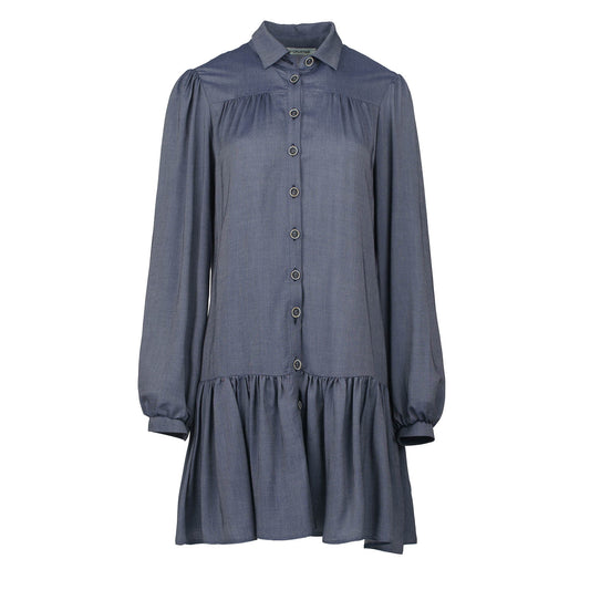 Blue Denim Style Dress with Buttons