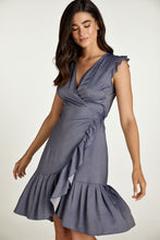 Load image into Gallery viewer, Blue Denim Style Wrap Dress