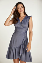 Load image into Gallery viewer, Blue Denim Style Wrap Dress
