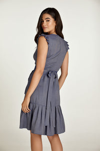 Blue Denim Style Wrap Dress