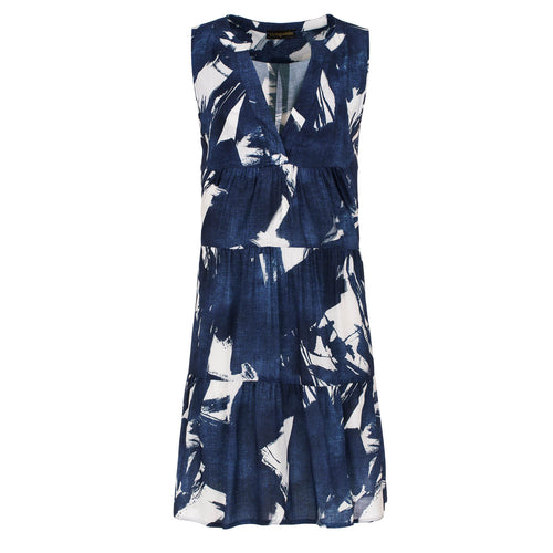 Sleeveless Navy and White A Line Dress