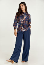 Load image into Gallery viewer, Leaf Print Blouse with Mandarin Collar