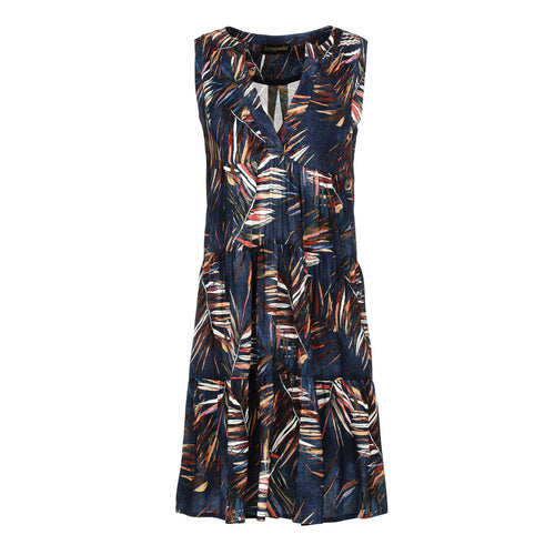 Sleeveless Leaf Print A Line Dress