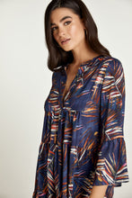 Load image into Gallery viewer, Leaf Print A Line Dress with Bell Sleeves