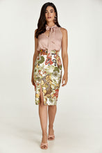 Load image into Gallery viewer, Floral Cotton Pencil Skirt in Earthy Shades