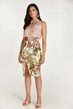 Load image into Gallery viewer, Floral Cotton Pencil Skirt in Earthy Shades