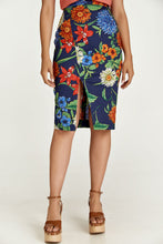 Load image into Gallery viewer, Floral Cotton Pencil Skirt in Red, Blue and Green Shades
