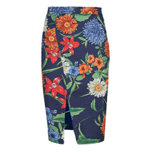 Load image into Gallery viewer, Floral Cotton Pencil Skirt in Red, Blue and Green Shades