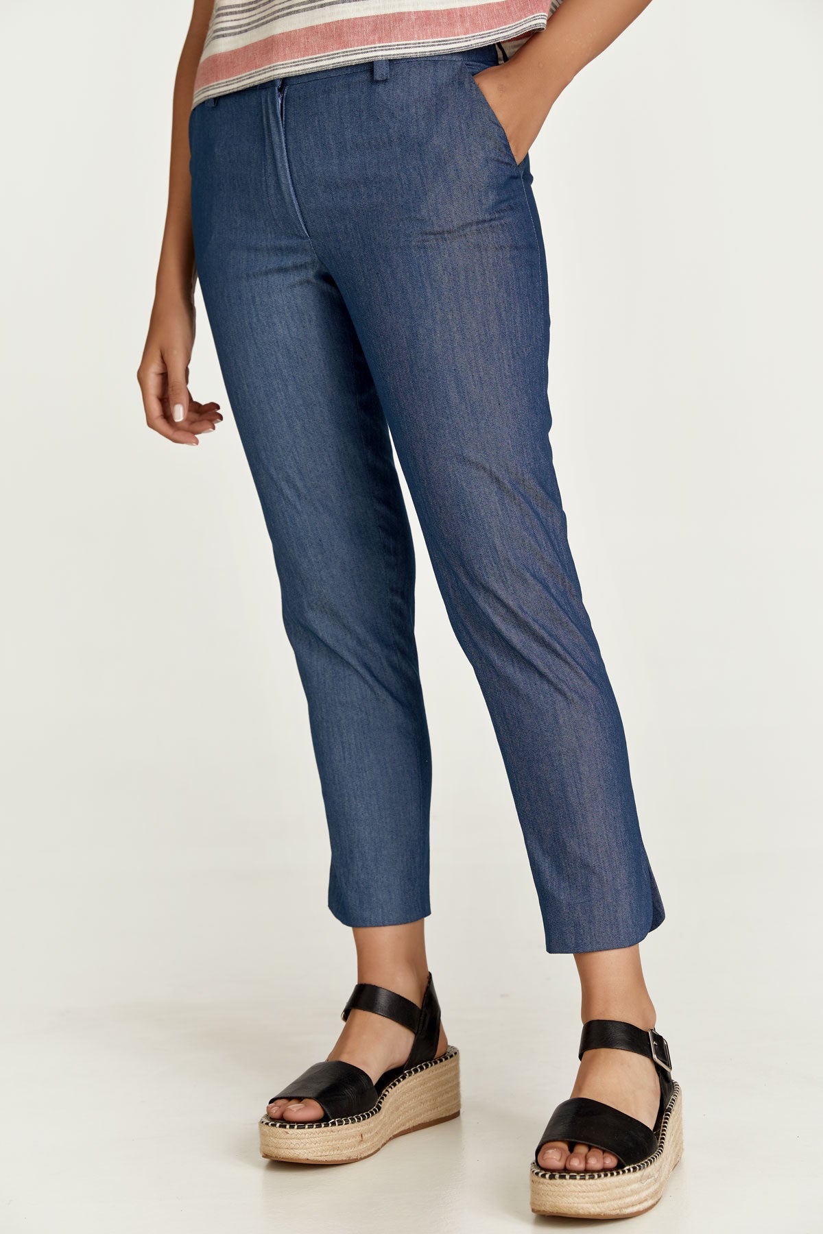 Blue Denim Style Cotton Pants