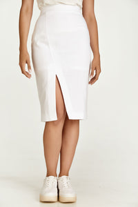 White Denim Style Pencil Skirt