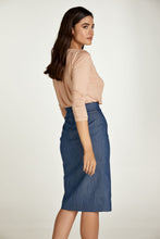 Load image into Gallery viewer, Blue Denim Style Pencil Skirt