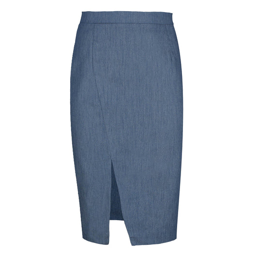 Blue Denim Style Pencil Skirt
