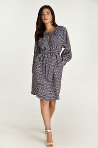 Belted Print Dress with Pockets