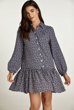 Load image into Gallery viewer, Navy and White Print Dress with Buttons