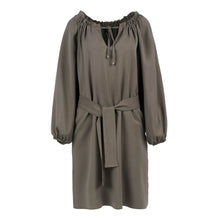 Load image into Gallery viewer, Belted Olive Colour Dress with Pockets