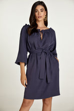 Load image into Gallery viewer, Belted Navy Dress with Pockets