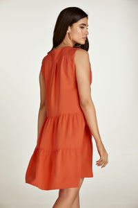 Sleeveless Orange A Line Dress