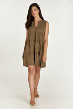 Load image into Gallery viewer, Sleeveless Olive Colour A Line Dress