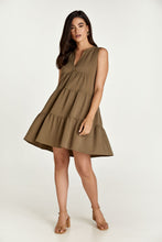 Load image into Gallery viewer, Sleeveless Olive Colour A Line Dress