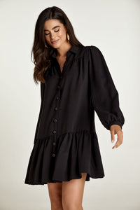Black Tencel Dress with Buttons