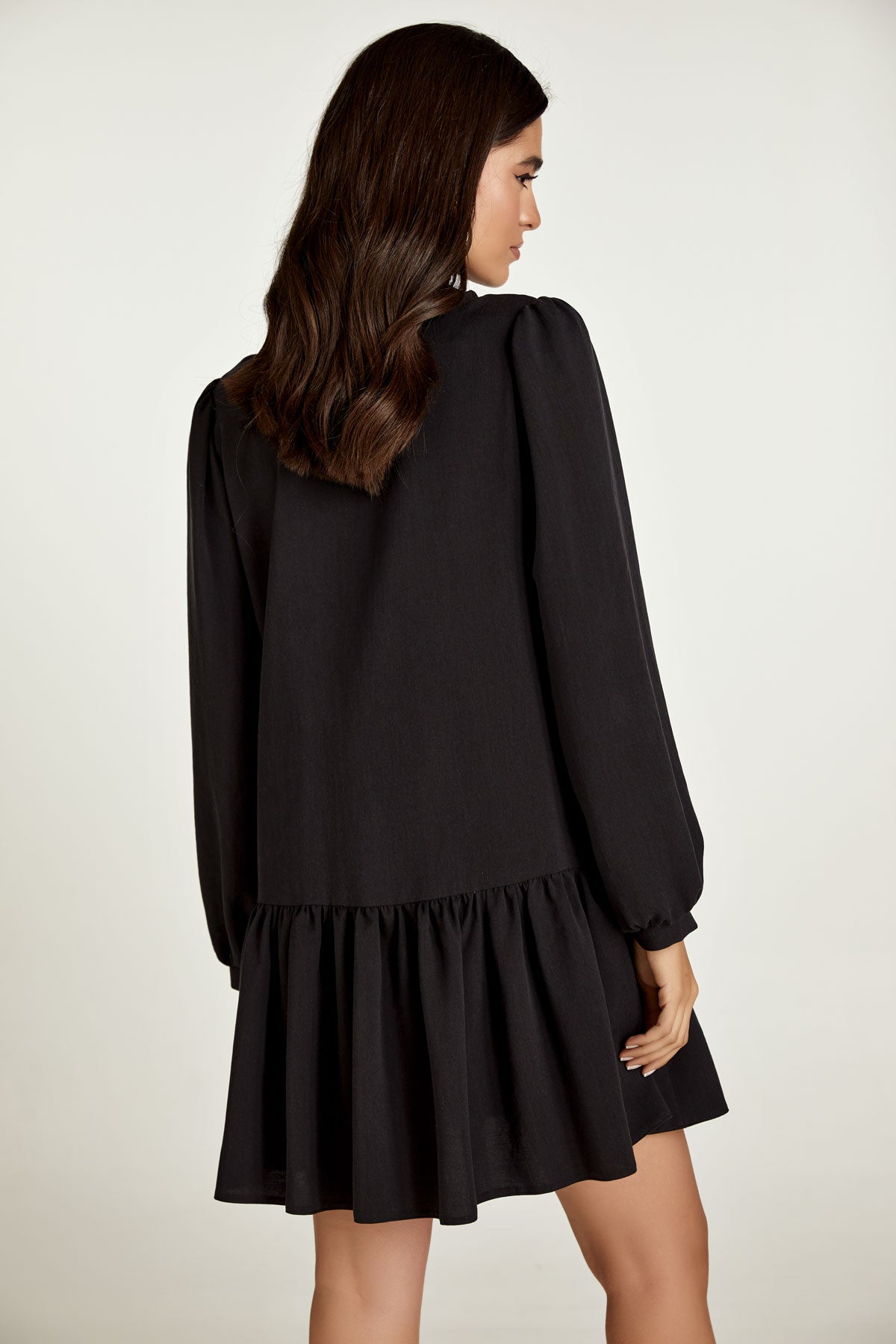 Black Tencel Dress with Buttons