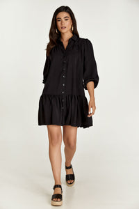 Black Tencel Dress with Buttons