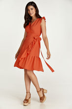 Load image into Gallery viewer, Orange Wrap Dress