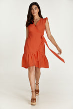 Load image into Gallery viewer, Orange Wrap Dress