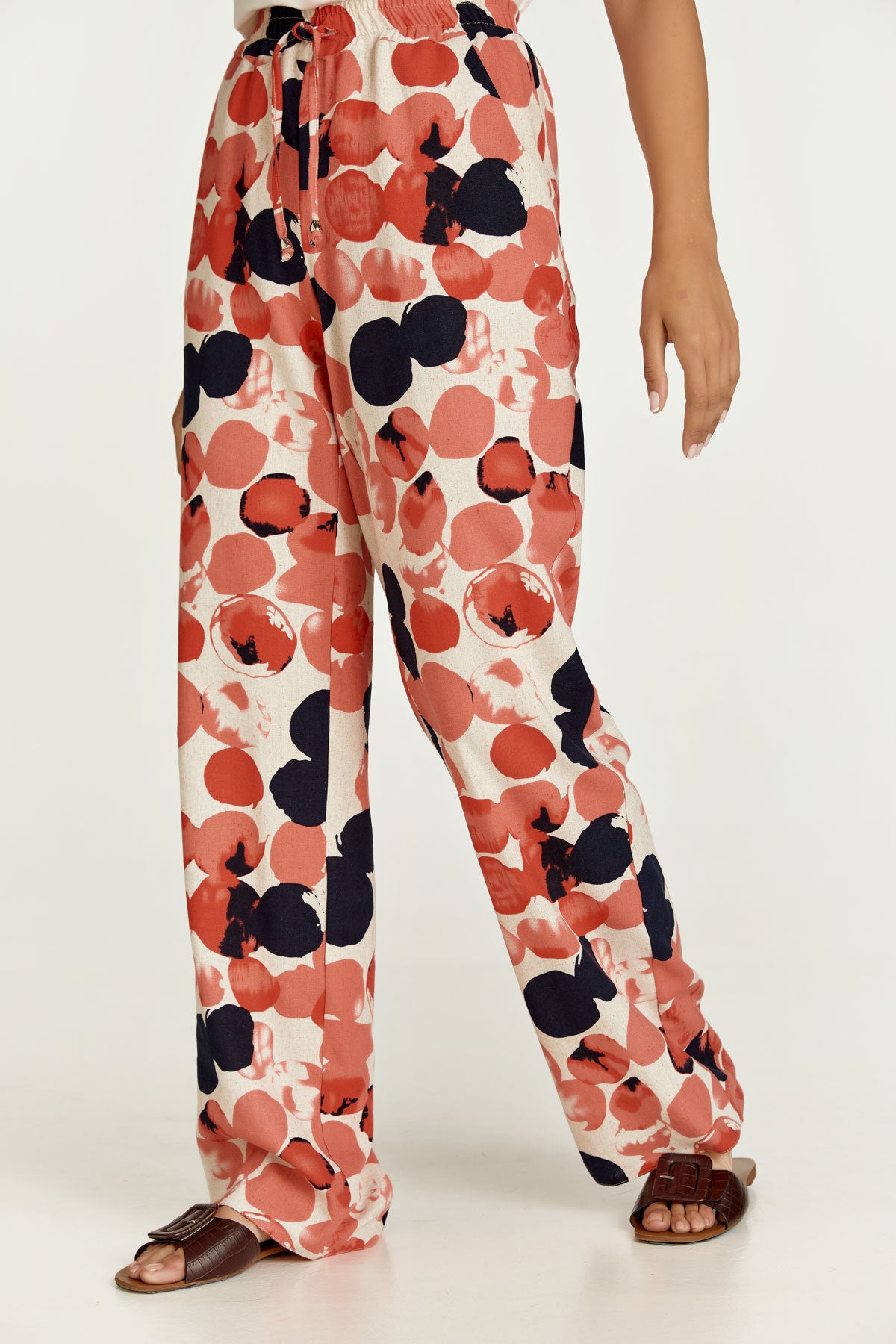 Conquista Παντελόνι Casual Longline Με Λάστιχο & Κορδόνι Εμπριμέ Πολύχρωμο C211-220-72