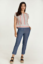 Load image into Gallery viewer, Coral Striped Linen Style Top