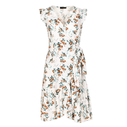 Ecru Floral Wrap Dress