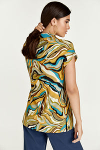 Turquoise Swirl Print Sleeveless Top