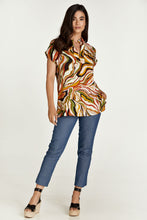Load image into Gallery viewer, Brick Colour Swirl Print Sleeveless Top