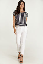 Load image into Gallery viewer, Navy Striped Top with a Boat Neckline