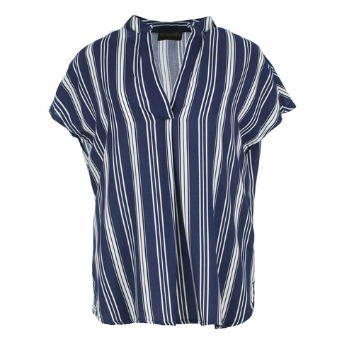 Nautical-Inspired Viscose Striped Blouse