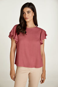 Frill Detail Burgundy Top