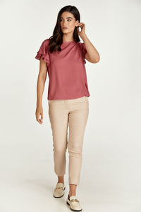 Frill Detail Burgundy Top