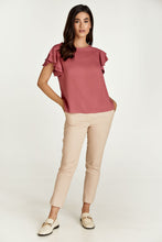 Load image into Gallery viewer, Frill Detail Burgundy Top