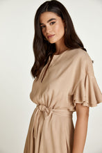 Load image into Gallery viewer, Beige Dress with Ruffle Sleeves