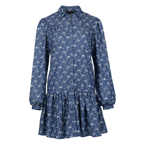 Indigo Floral Dress with Buttons