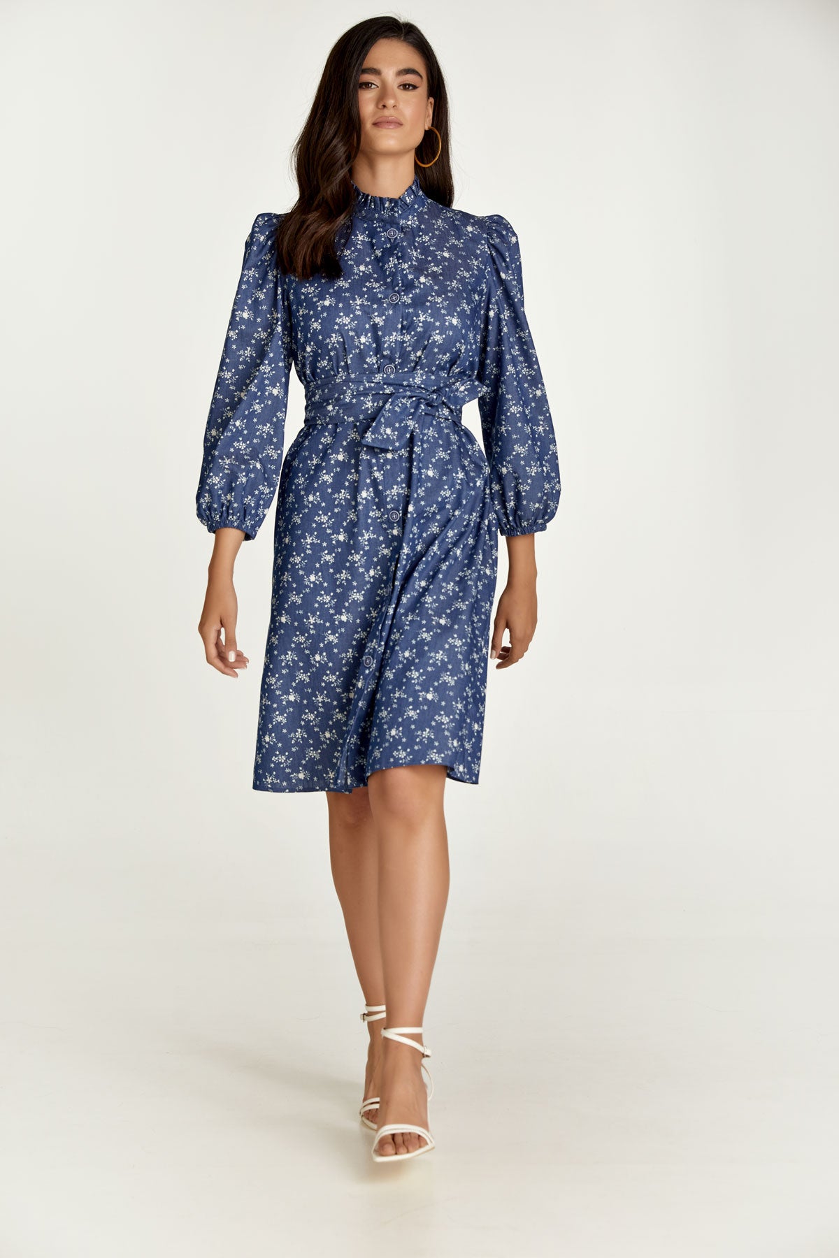 Indigo Floral Long Sleeve Dress