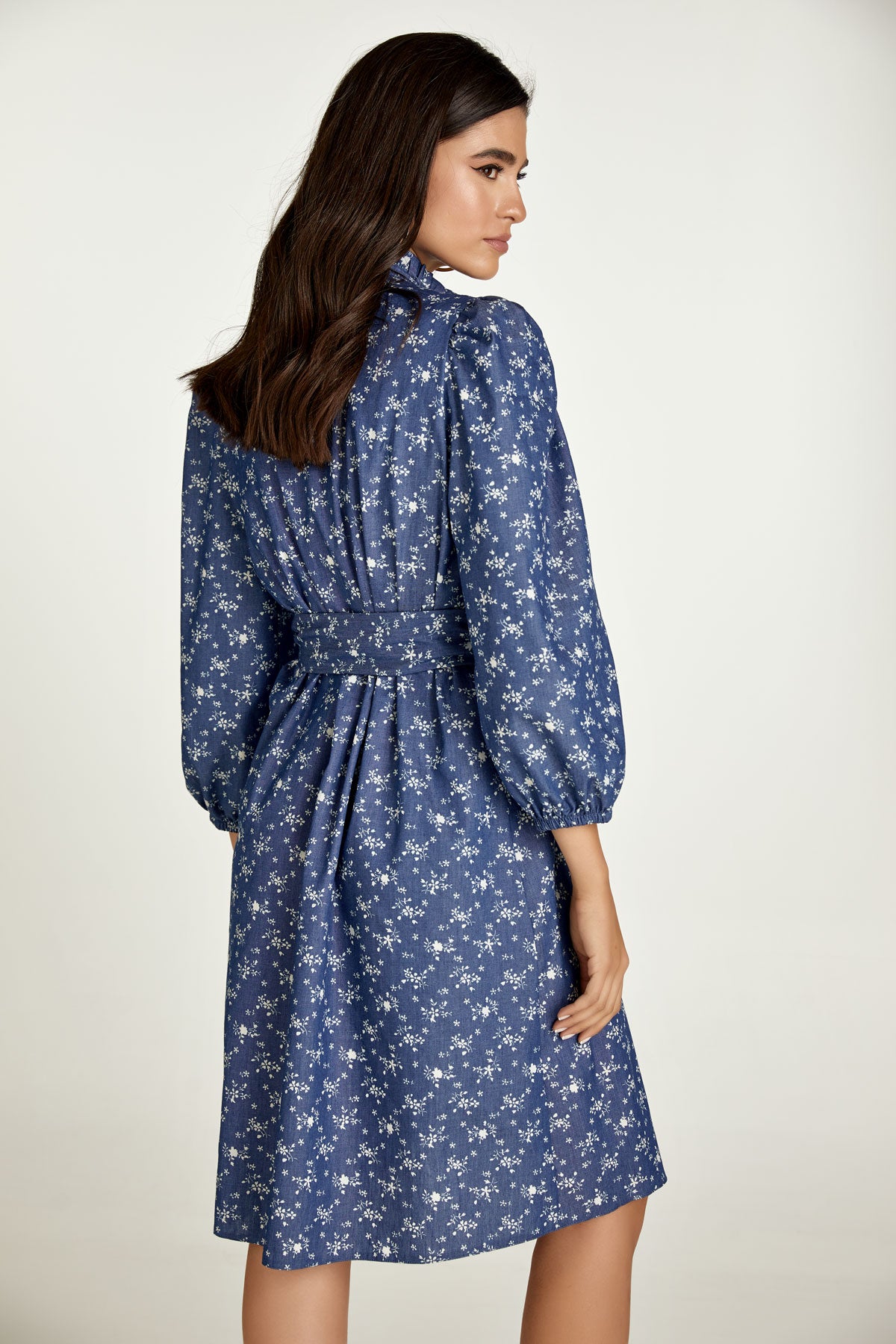 Indigo Floral Long Sleeve Dress